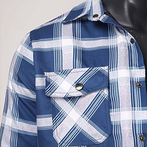 Mens Jacket Plaid Thick Fall Winter Windbreaker Retro Trendy Lapel Coat - image 6