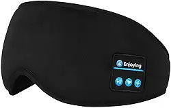 Fone de Ouvido Bluetooth com Máscara de Dormir – Som Estéreo, Microfone, Lavável e Recarregável USB (Preto)