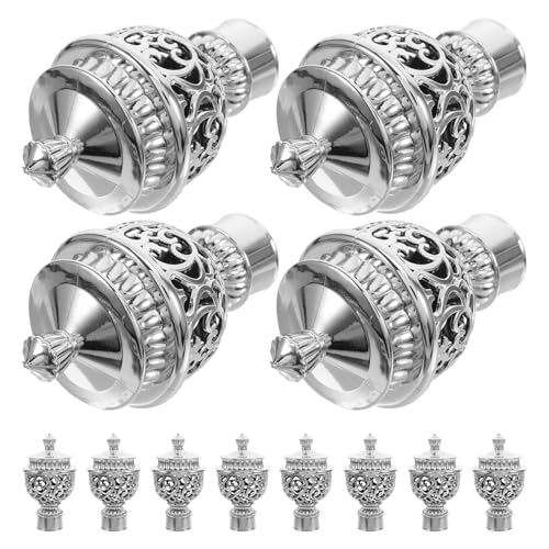 GRIRIW Curtain Rod End Caps 12 Pcs Plastic Roman Rod Finials Replacement Head Caps for