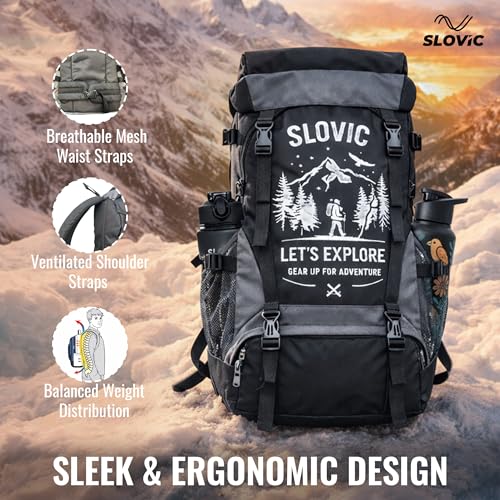 Image of SLOVIC Rucksack Backpack Bag for Man & Women [55 LTR] | Travel Bag for Man with Separate Shoe Compartment | Travel Bag for Woman | Water Resistant Bag for Travelling
