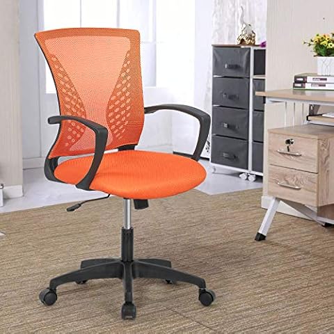 Home Office Chair Computer Ergonomic Chair Mesh Mid Back with Wheels Lumbar Support Armrest and Adjustable Executive for Men&Women (Orange) Cover
