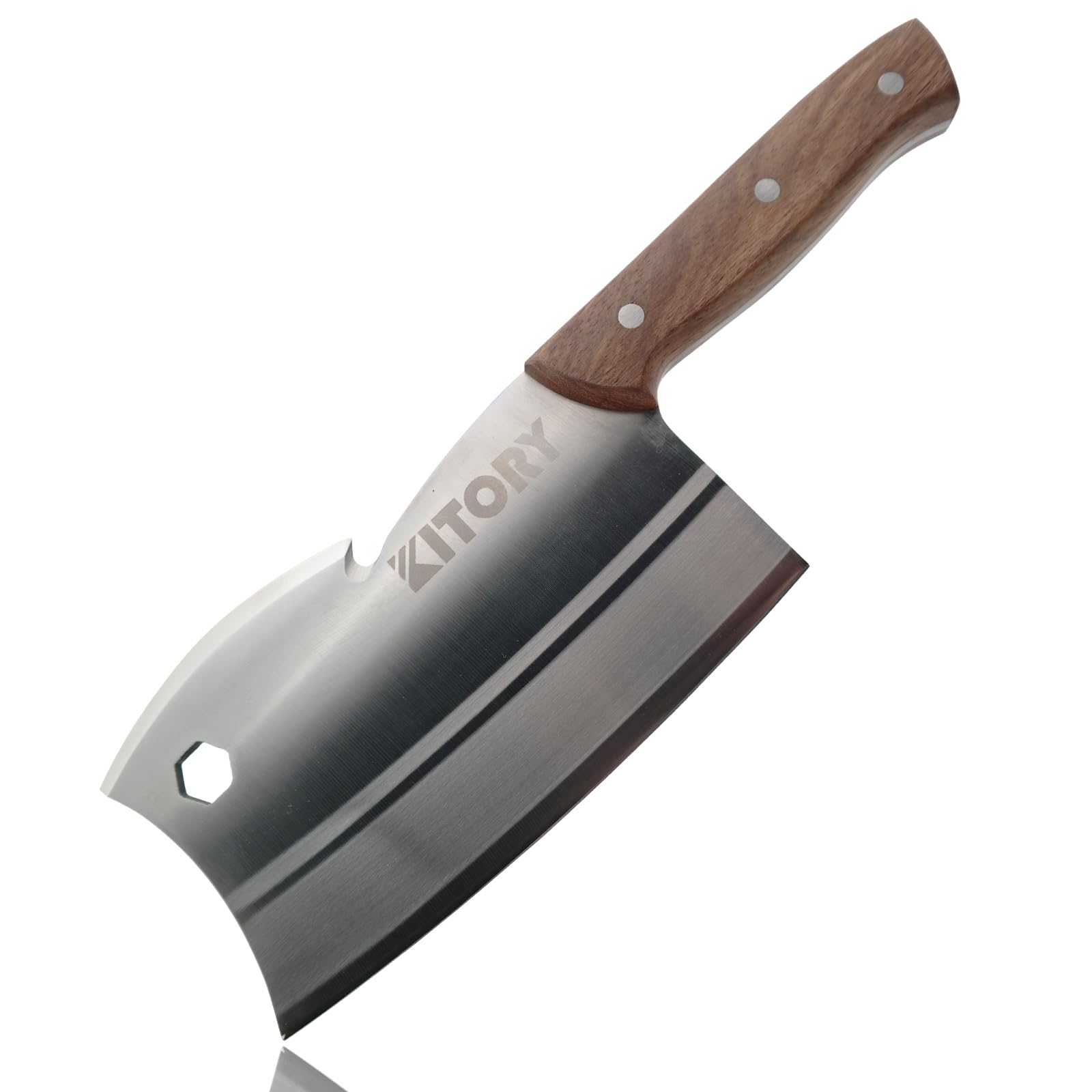 Kitory Hackmesser 18 cm Klinge, Extrem Scharf Metzgermesser, Edelstahl Hackbeil, Cleaver Knife, Knochenbeil für gefrorenes Fleisch und große Knochen - Doppelte Kanten
