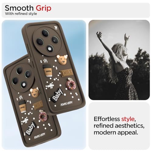 Image of Outlouders Back Cover for Oppo F27 5G | Cute Fun Cartoon 3D Bear Silicone | Full Body Protection Bumper Case (Brown)