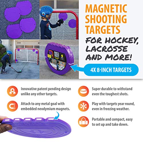 Top Shelf Targets Sniper 8-inch Magnetic Shooting Targets Limited Edition Purple (4 Pack Set) for Hockey and Lacrosse Excellent Practice Tool & Training Equipment