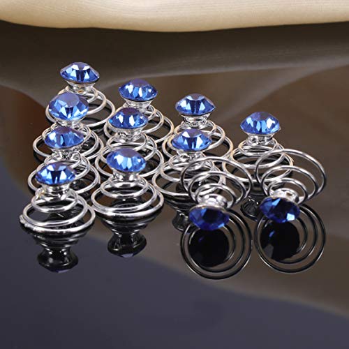 Beaupretty Pearl Hair Clip 12pcs Spiral Hair Swirl Twists Coils Rhinestone Spiral Wedding Bridal Crystal Clip Accessories for Women Girl (Blue) Wedding Accessories - Image 3