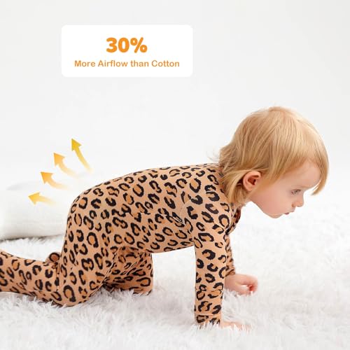 Image of Baby One-Piece Footies Long Sleeve Rompers 2-Way Zipper, Viscose from Bamboo Baby Bodysuit Clothes for Boys Girls