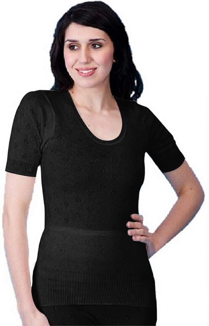 Prime Products Ladies Women,s Thermal Underwear Short Long Sleeve Tops Vest & Long John UK Made (XX-Large 20-22, Short Sleeve Spencer)