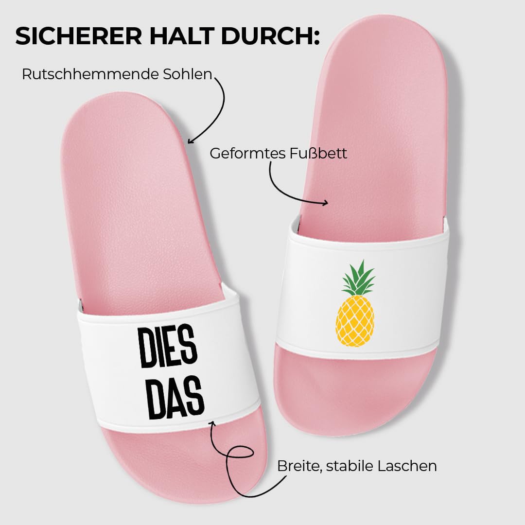 Prozente Momente Dies Das Ananas | Slipper | Badelatschen | Hausschuhe | Pantoletten | Unisex | Urlaub | Malle | JGA | Geschenkidee | rutschfest