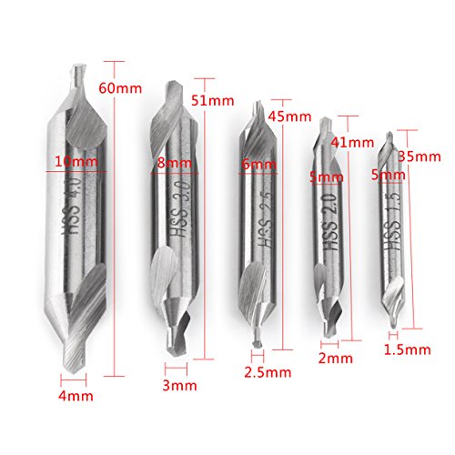 5 Pcs Hss Combined Center Drill Bit Set Countersink Drill Bits 60 Degree Angle Hole Drill 1.5Mm 2Mm 2.5Mm 3Mm 4Mm Cnc Later Accessories #TOP2