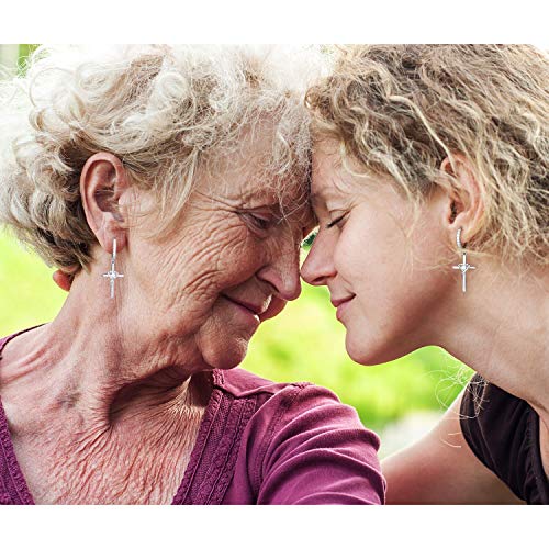 925 Sterling Silver Earrings For Women Heart Earrings For Girls Dangle Earrings Cross Jewelry Gifts For Valentine's Day, Anniversary Or Birthday By Amoraime (D-04-April) #TOP3