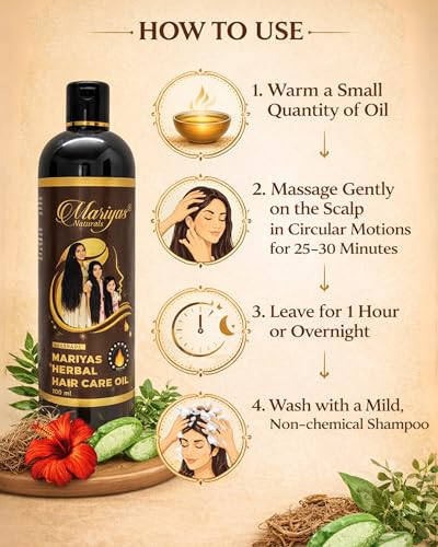 Image of Mariyas Herbal Hair Growth Oil for Women & Men | Hibiscus, Bhringraj, Amla, Neem | Handmade Natural Hair Care Oil |200ml
