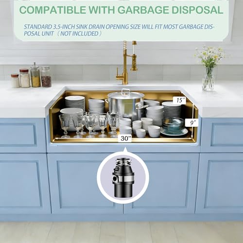 Image of Gold Undermount Kitchen Sink,16 Gauge SUS304 Stainless Steel All In One Workstation Sinks with Full Set Accessories, 32 inch x 18 inch x 10 inch Large and Deep Handmade Single Bowl Kitchen Sinks