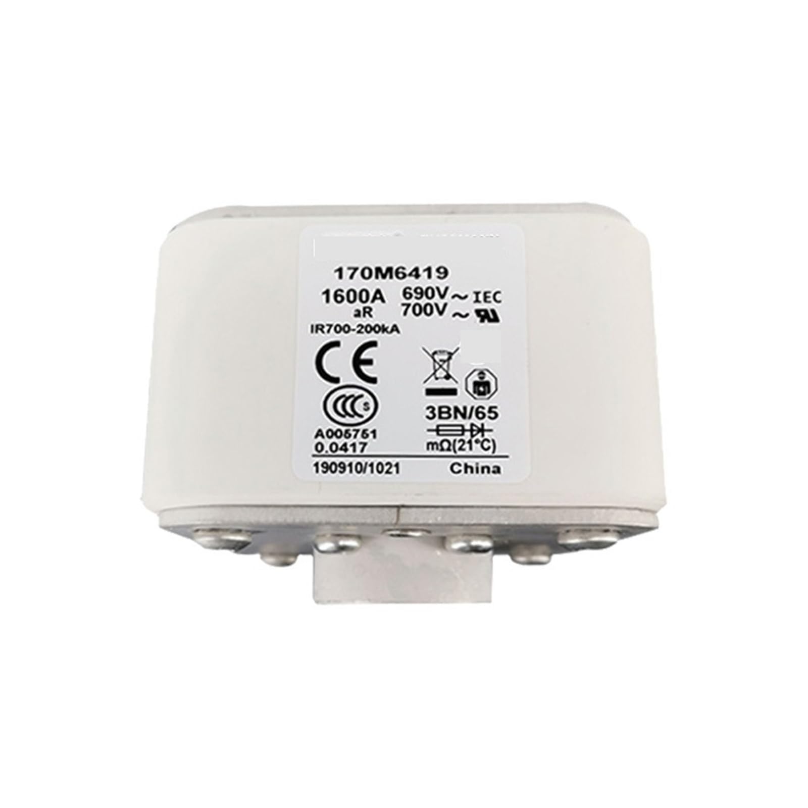 Fusible 170M6419 de bajo Voltaje para evitar daños por sobrecarga eléctrica