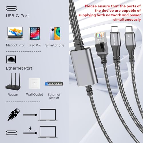 Câble USB C à Ethernet premium en nylon de 3M doté d'une alimentation stable 100W - 2