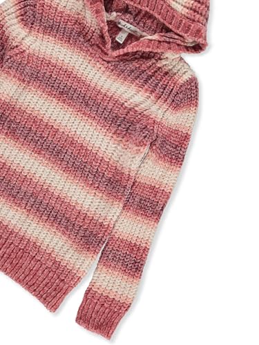 Derek Heart Girls' Chenille Striped Hooded Sweater - Dusty Rose, 63