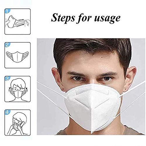 Image of N95 Anti-Dust Face Mask - 2 Pack: 5-Layer Filtration, Non-Woven Fabric, Elastic Ear Loops, Adjustable Nose Clip, Reusable Protection, Multicolour, Free Size