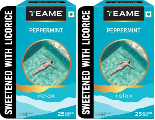 Image of TE-A-ME Peppermint Tea - 25 Tea Bags | Pure Peppermint & Licorice Root (Pack of 2)