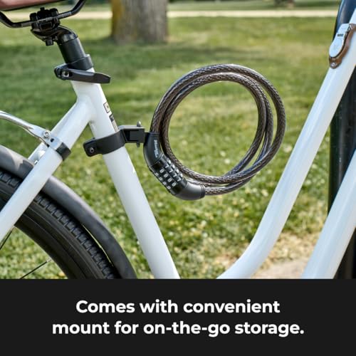 Image of Master Lock Bike Cable Lock 5' x 1 /2 inch Heavy Duty Anti-Theft Bike Lock Steel Cable with Black Weather Resistant Vinyl Coating for Bikes, Ebikes & Scooters, 5 Feet Long, 8370D