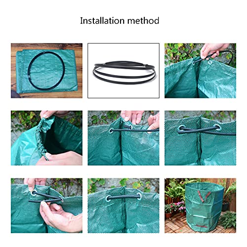 Afvalbakken 72 gallons werf gazon tuinzakken, herbruikbare bladafvalzakken, patio tassen, wascontainer, tuinieren trimming tas met 4 handvatten, groen(270L) Recycling bin bags (Color : 5PACK) - Image 5