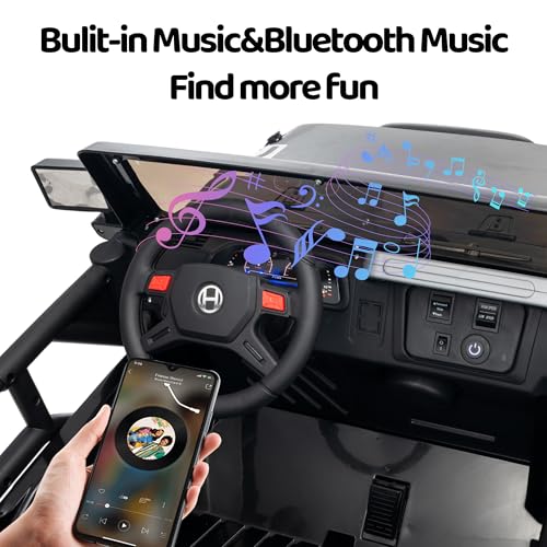 Image of Kids 2-Seater Ride on Toy Car, 12V Kids Electric Car with Remote, 110LBS Load, 2WD, Music, Safety Belt, Soft Start (Black)
