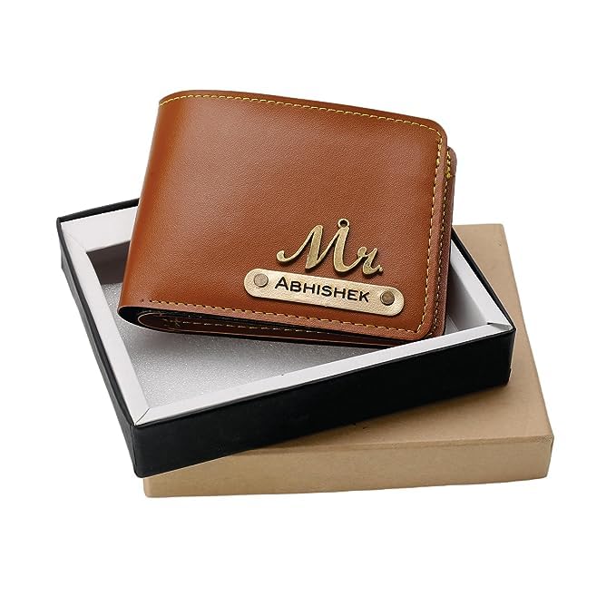Image of Men's Vegan Leather Personalized Customised Print Wallet with Customized Name | Customizable with Name | Birthday Gift for Him (Wine)