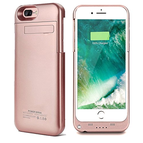 Kattiettery PowerCase-iP7Plus-RSGLD-01 Battery Charger Case For iPhone 7 Plus/6S Plus/6 Plus, Portable Charger Rechargeable External Battery Pack Charging Cases For iPhone 7/6S/6 Plus, 4000 mAh - Rose Gold