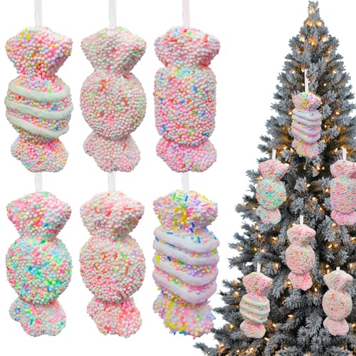 6 Stück Weihnachtsbaumschmuck Groß Süßigkeiten Anhänger Deko...
