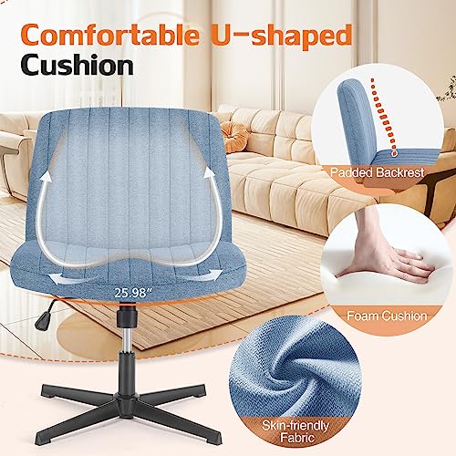 Sweetcrispy Office Chair No Wheels - Armless Desk Chair No Wheels Cross Legged Office Chair Wide Swivel Home Office Desk Chairs #TOP3