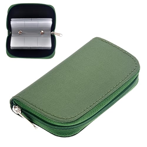 CAXUSD Portable Slot Memory Card Holder Case Green Zippered Storage Pouch for and Cards and Protector for Travel and Organization