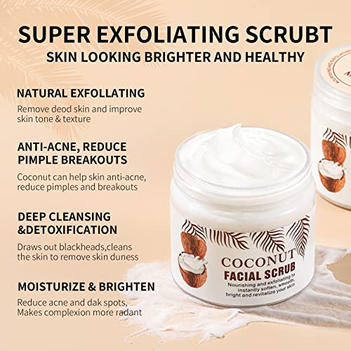 Facial Cleanser Coconut Oil Facial Wash, Exfoliating Face Scrub Organic Face Wash For Women, Face Exfoliator Facial Scrub For Pore Cleansing, Facial Exfoliant For Men, Moisturizing Face Cleanser For Dark Spots Acne Smooth All Skin Type #TOP2