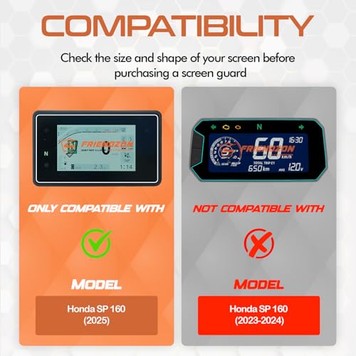 Image of FriendZon 9H Screen Guard for Honda SP 160 2025 || TFT Digital Display Instrument Cluster Protector || Anti Scratch || Anti Fingerprint || Water Resistant || HD Clear [Not Tempered Glass] (Pack of 1)