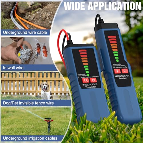 Image of F04 Underground Wire Locator, Cable Locator with Earphone, Buried Wire Detector for Locating Breakage Cables & Wires Dog Fence Cables
