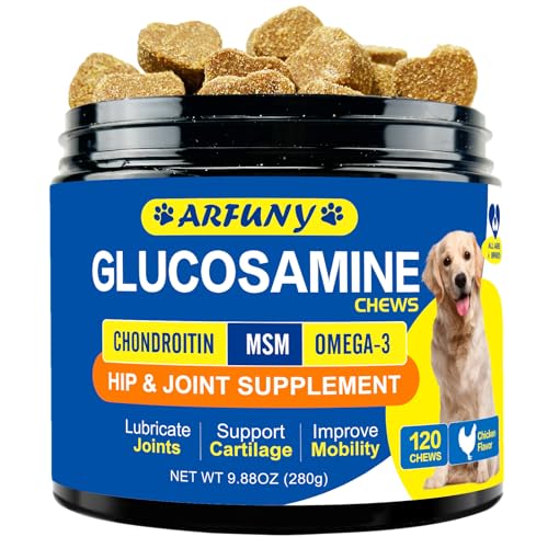 Gelenksnacks für Hunde - 120 Gelenk- & Knochenschutz für Hunde - mit Glucosamin, Chondroitin & MSM - bei Knochen & Beweglichkeit - Geschmack Huhn