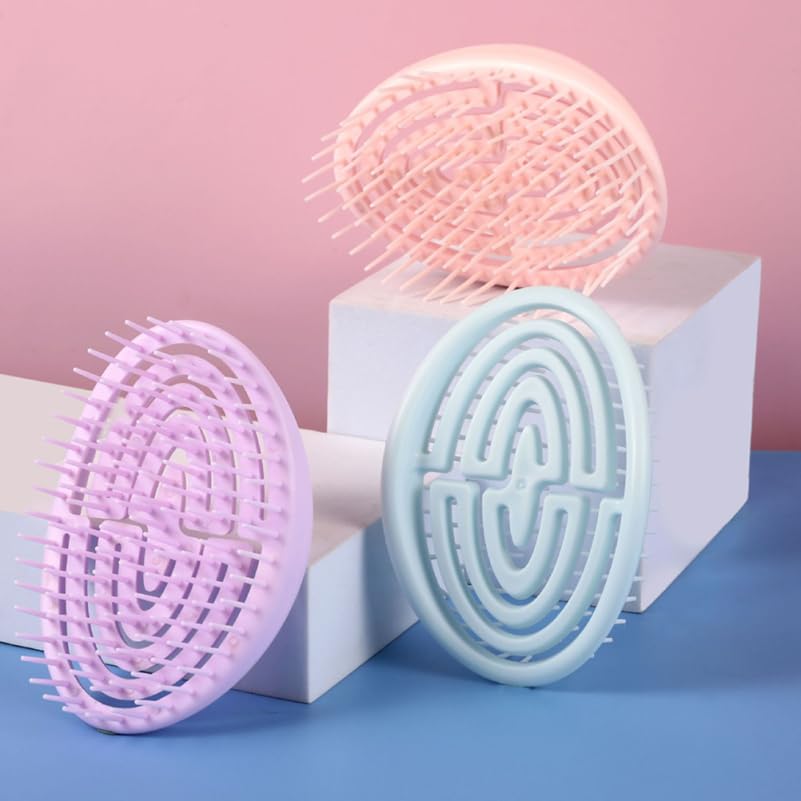 Miniatura 4 de Juego de peine de masaje para el cuero cabelludo del tamaño de la palma, 2 peines ligeros para el cabello abdominales para mujeres, masaje suave del