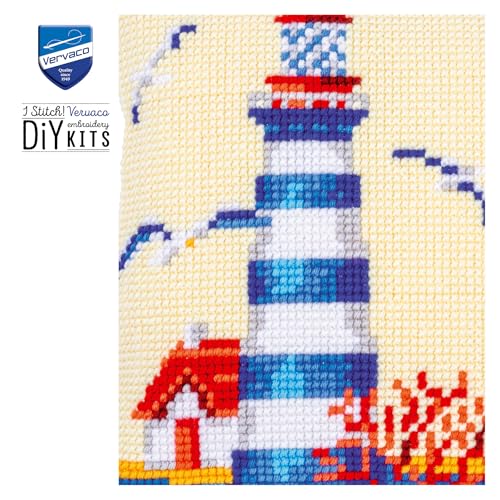 Image of Vervaco Lighthouse with Seagulls Needlepoint Kit