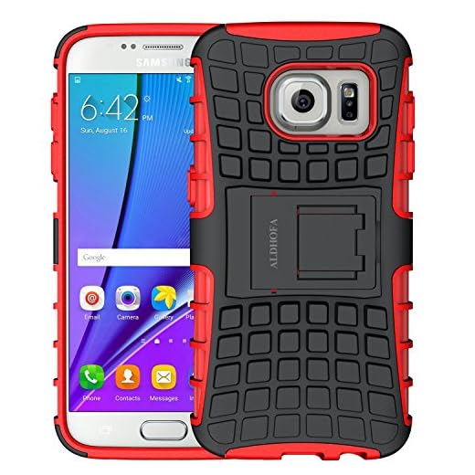 ALDHOFA - Funda para Samsung Galaxy S7, doble capa resistente con soporte de soporte, funda protectora para Samsung Galaxy S7 (funda para Galaxy S7, color rojo)