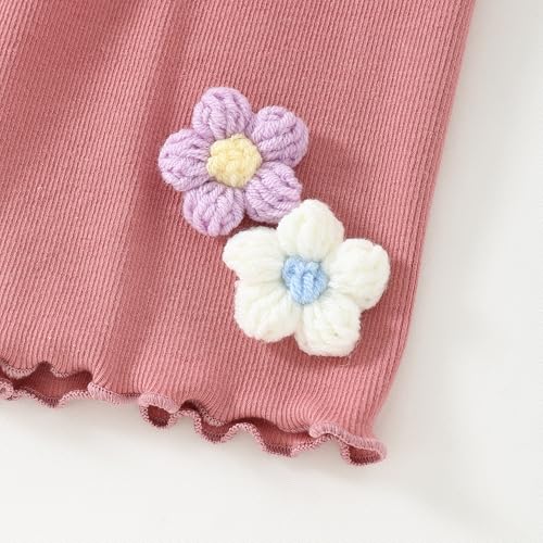 Yvowming Toddler Baby Girl Clothes Outfits,Summer Ruffle Ribbed Flower T Shirt Shorts Set Clothes for Girls 6