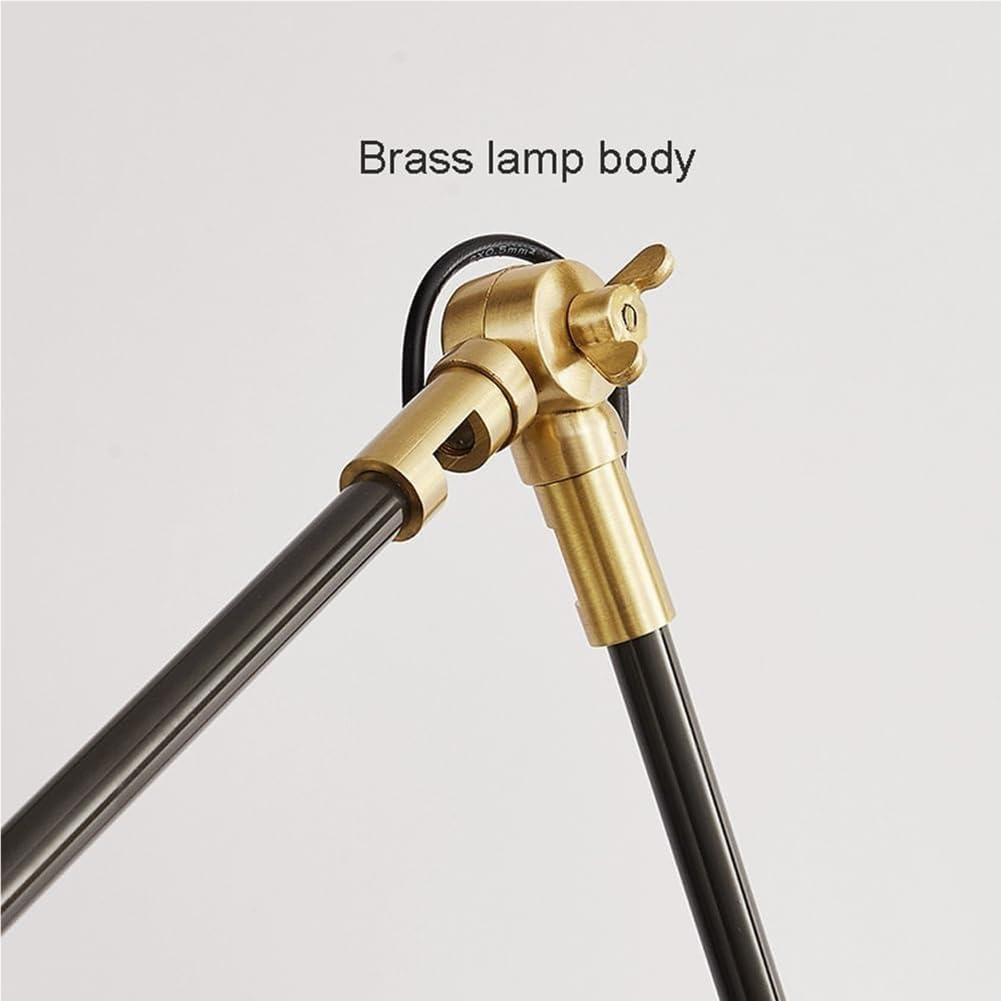 Holz Retro Wandleuchte Verstellbar Langer Arm mit Schalter, Messing Wandlampe Innen Schwenkarm Wand Leselampe, Flexible Drehbar Wandbeleuchtung Gold Rustikale Wohnzimmerlampe 30cm+30cm