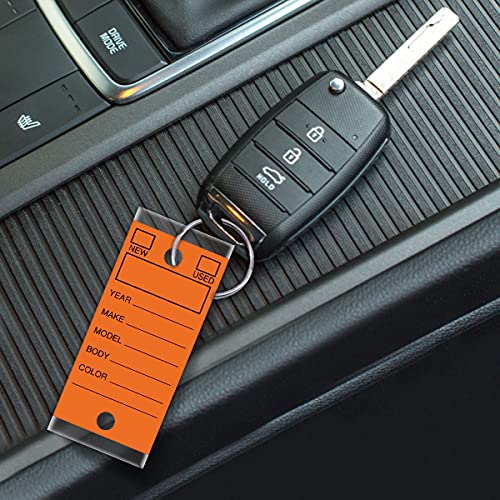 Image of Versa-Tags Orange Self-Protecting Key Tags with Chrome-Plated Split Rings, 500 Count Automotive Dealership Key Tags for Car Truck RV Inventory & Service Organization