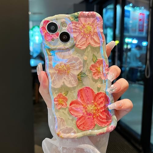 Coque iPhone 15 Plus fleur motif peinture rétro cadeau idéal femmes - 3