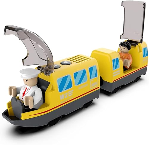 Miniatura 4 de HYPERLIVING Tren locomotora de acción a pilas conexión magnética potente tren de bala de motor compatible con Thomas Brio Chuggington tren de madera