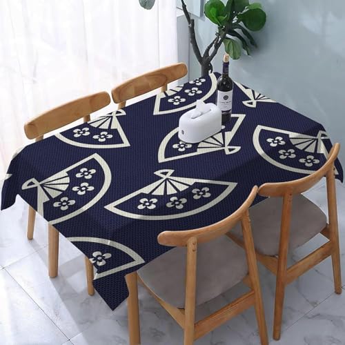 Tizhweqo Mantel Mesa Rectangular Tema Japonés, Manteles Antimanchas Flores de Cerezo Japonesas, 3D Impresión Mantel Impermeable Lavable para Cocina Salón Comedor, 140x240 cm Q.P3237