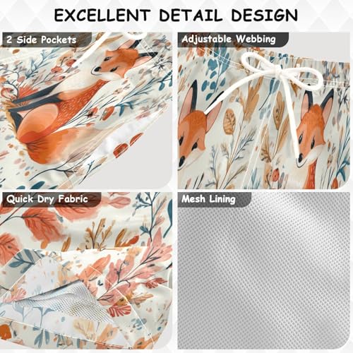 Boys Beach Board Shorts Fox Real Animal Cartoon Swim Trunk Teen Swimwear 8-16Y Multicolor3