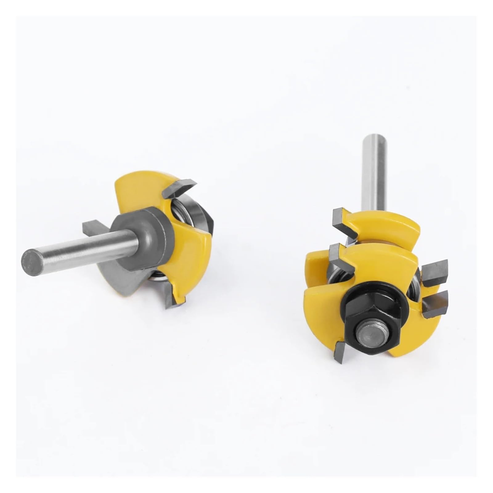Zhlwei One Color 2Pcs 6Mm 1/4" Shank Tongue & Groove Router Bits 3/4" Stock 3 Teeth T-Shape Tenon Milling Cutter For Wood Woodworking Tools