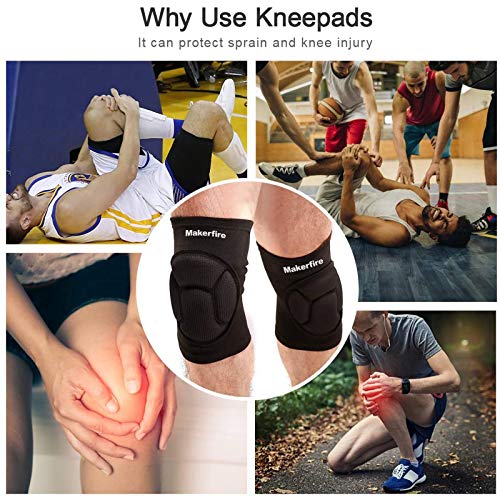 Makerfire Protective Knee Pads Knee Protector Thick Sponge Anti-Slip Collision Avoidance Knee Sleeve-1 Pair(L) - Image 6