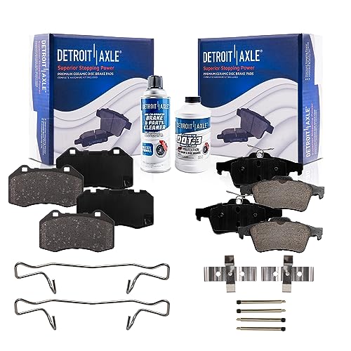 Image of Detroit Axle - Front & Rear Ceramic Brake Pads w /Hardware & Fluid & Cleaner | for 2008-2010 Chevrolet Cobalt SS 2.0L ONLY