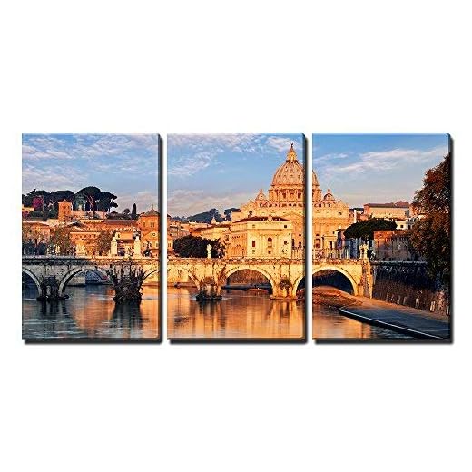 wall26 - 3 Piece Canvas Wall Art - Vatican City, Rome - Modern Home Decor Stretched and Framed Ready to Hang - 24"x36"x3 Panels