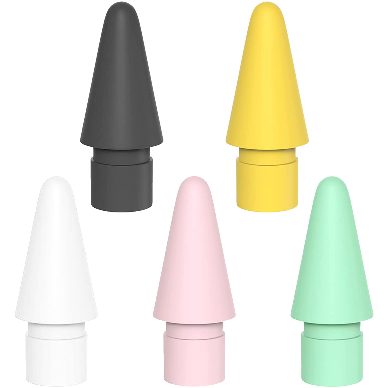 ARCHAEOPTERYX 5 Pcs Pencil Tips Replacement for Apple Pencil 1st / 2nd Generation, ipencil high sensitivity replacement NIB (5 Mixed Color)