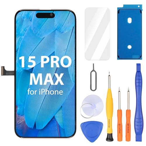Ayake for iPhone 15 Pro Max Screen Replacement 6.7 inch FHD LCD Display and Touch Digitizer Screen True Tone Programmable Face ID Remains (for A2849 A3105 A3106 A3108)