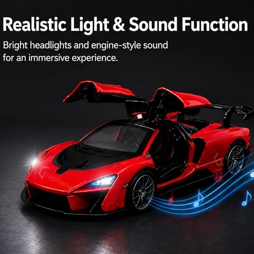 Image of GRAPHENE 1:32 Scale Diecast Pullback Metal Toy Car for Kids High Speed Premium Realistic Model Sports Car Friction Powered Miniature Racing Openable Doors Light Music Best Gift For 2+ years Boys Girls